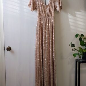 Elegant Sequin Gown in Rose Gold